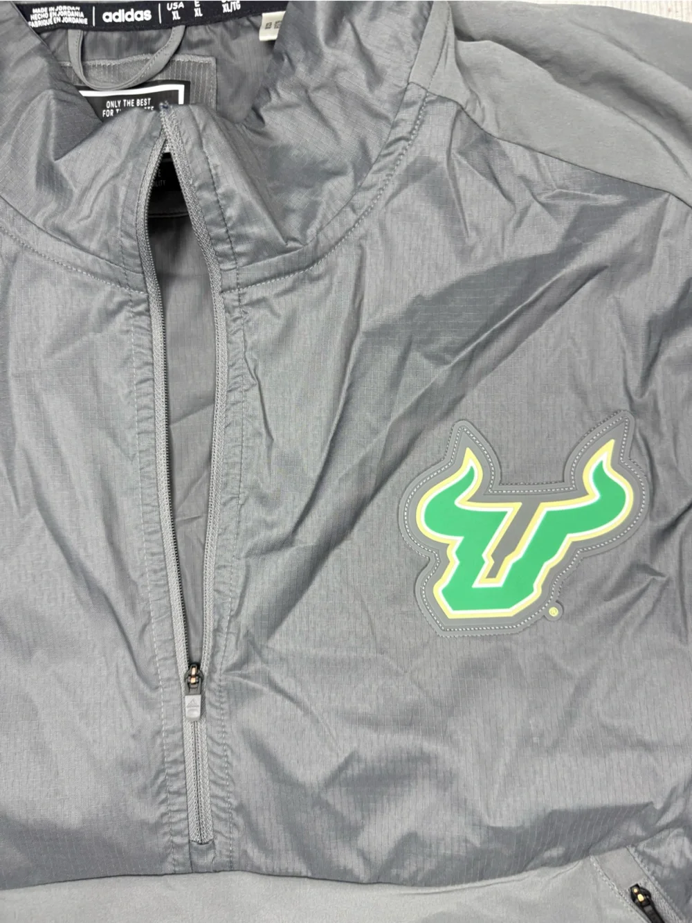 USF Bulls Jacket Windbreaker Adidas Pullover Half Zip Short Sleeve Men xl black